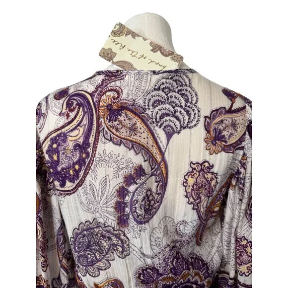 2//$30 NWT Band Of The Free XS Bohemian Paisley Blouse Full Sleeves - Picture 6 of 15
